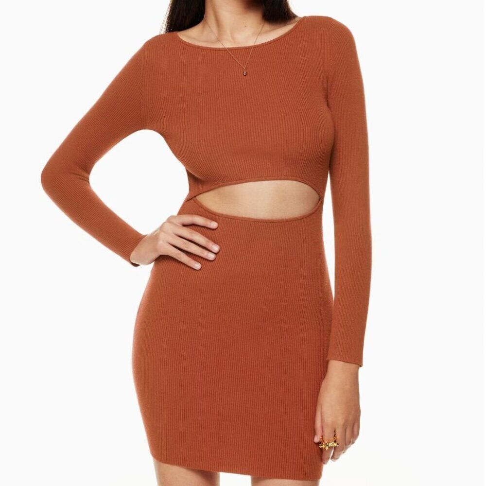 Wilfred Free Cut-out Knit Longsleeve Mini Dress